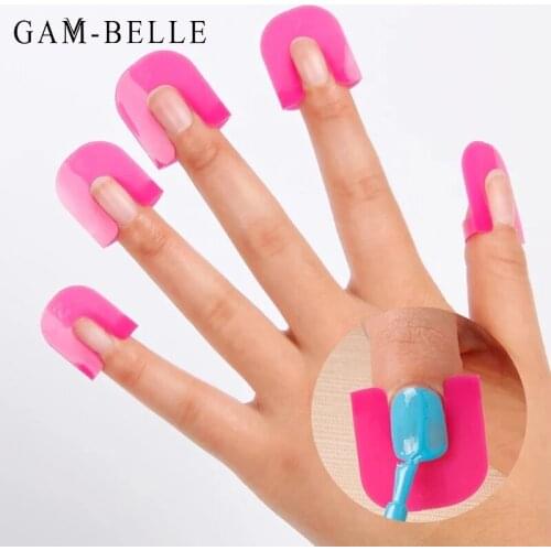 GAM-BELLE 26Pcs/Set Pink Nail Clip Edge Polish Glue Overflow Prevent Tool Nail Art Tool Accessories Tips Finger Cover Shield