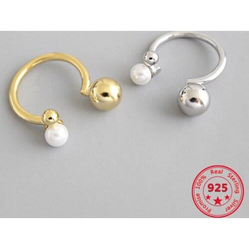 Hot Factory Price S925 Sterling Silver Fine Rings Simple Geometric Ball Bead Opening Adjustable Gold-plated Ring Women Jewelry