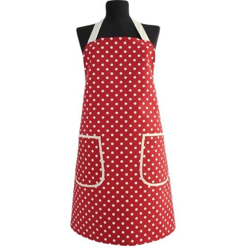 2021 Handmade Polka-dot Patterned Red Apron Cotton Waterproof Cooking Aprons for Women Gift BBQ Bib Ideas to Wedding