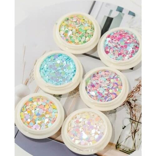 Colorful Round Nail Art Sequins Mixed Sparkly Laser 3D Flakes Slices Paillette Glitter Manicures Nail Art Decorations