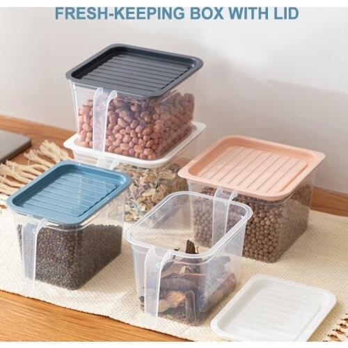 Kitchen Storage Box Refrigerator Fresh-keeping Box With Handle Plastic With Lid Sealed Food Fruit Storage Box Jar Kitchen