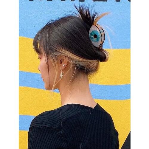 2021 Summer Korea Jennie Evil Eye Big Hairpin Back Of Head Hair Claws Trendy Funny Hair Accessories For Women Daily