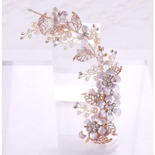 Europe Hot-selling Brides Wear Handmade Hairpin Gold Flower Barrette Simulated Pearl Hair Pin LB