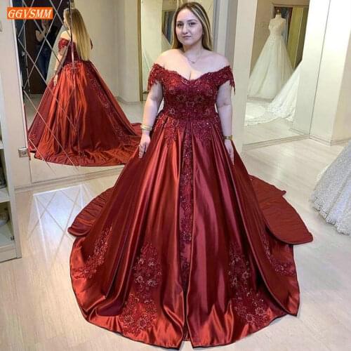 Fashion African Burgundy Evening Gown Sweetheart Applique Beaded Women Formal Dresses Long Party Satin Customized Evening Dress