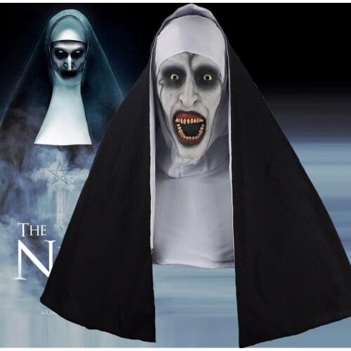 The Nun Horror Mask Cosplay Valak Scary Latex Masks With Headscarf Full Face Helmet Halloween Party Props 2018 Drop Shipping