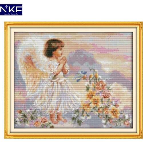 GG The Pray Angel Cross Stitching DIY Needlework Cross Stitch Kits for Embroidery Home Decoration Cross-stitch Set Embroidery