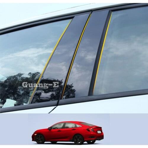 For Honda Civic Sedan 10th 2016-2021 Car PC Material Pillar Post Cover Door Trim Window Piano Black Molding Sticker Plate