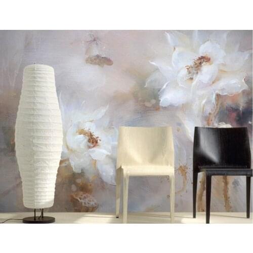 Custom 3d mural,beautiful lotus oil painting papel de parede,hotel restaurant living room sofa TV wall bedroom murals wallpaper