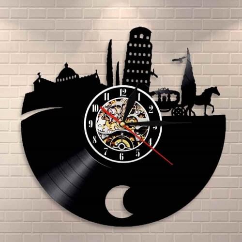 Leaning Tower of Pisa Vinyl Record Wall Clock Torre pendente di Pisa Wall Art Wall Clock Italy Sightseeing Cityscape Wall Watch