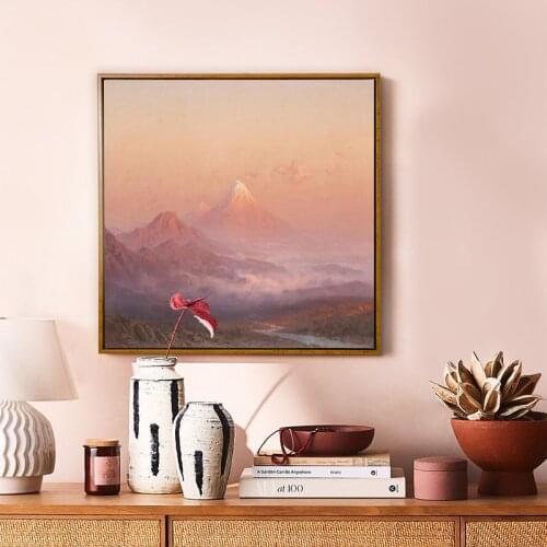 Pink Mountain Landscape Wall Art Poster Print Scandinavian Style Abstract Canvas Painting Nordic Living Room Home Decor