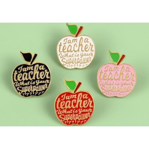 New Color 4 Styles Apple Enamel Pin Teacher Super Power Fruit Jam Badge Brooch Personality Clothing Fashion Pendant Jewelry