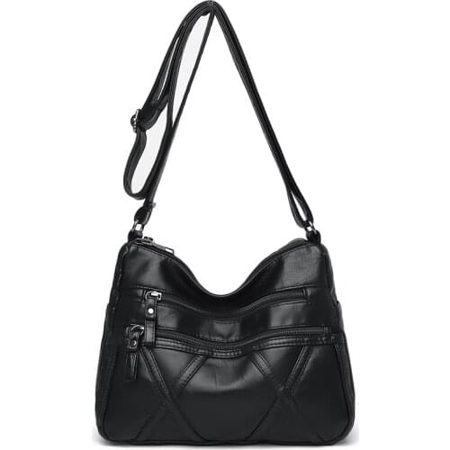 New Casual Sewing Thread Women Handbags Female Shoulder Bags Soft Pu Leather Quality Brand 2021 New Arrival