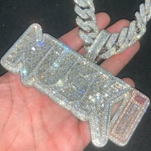 OTIY Custom NUSKI Design Two Tone VVS D Moissanite 3D Fully Iced Out 5A CZ Chain Hand Setting Custom Pendant Jewelry