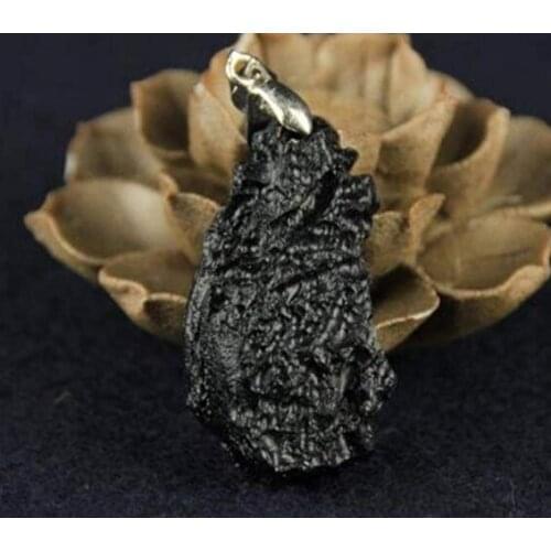 Rare Black Rock Meteorite 100% Natural Thai Meteorite Czechoslovakia Czech Crystal Stone Pendant