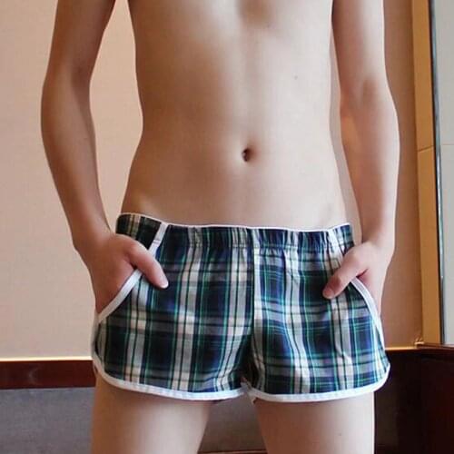 Men shorts printed cotton boxer shorts mens cotton summer household grid loose underpants arrow shorts Male wholesale L538