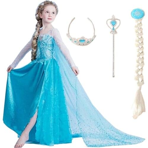 Snow Queen Elsa Dress for Girls Party Clothes Princess Dresses Children Clothing Set Tutu Dress Little Girls Clothing