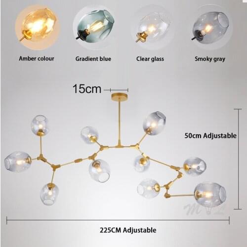 Modern Led Chandelier Glass Bubble Lamp Lustre Suspension Molecular Hanging Light for Living Room Bedroom Kitchen Light Fixtures