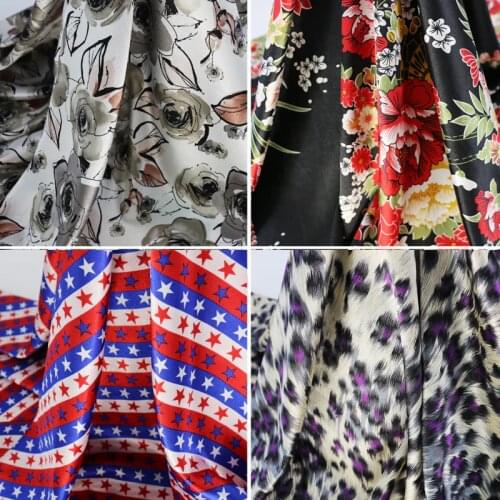 Charmeuse Fabric Geometric Star Polka Dot Floral Satin Fabric Soft