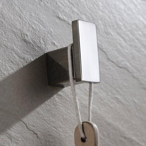Bathroom 304 Stainless Steel Square Coat and Robe Hook Wall Mount Chrome Lavatory Accessories