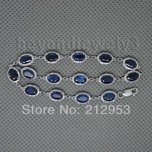 Vintage Oval 4x6mm 14Kt White Gold Natural Sapphire Bracelet NA0022
