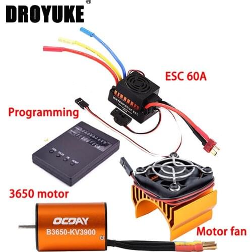 Waterproof 9T 4370KV 10T 3930KV 3650 3900KV 4300KV 5200KV Brushless Motor 60A ESC Programmer Card Set for 1:10 1/10 RC Car Truck