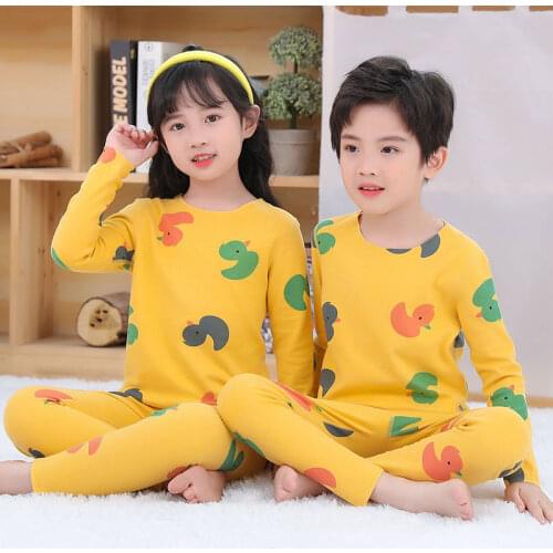 Winter Childrens Pajamas Sets Sleepwear Teens Clothes Kids Cartoon Clothing Set Baby Girl Boy Seamless Thermal Underwear Pyjama