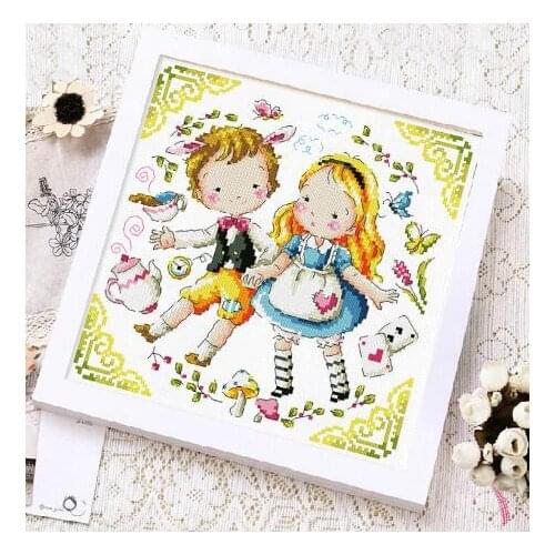 Gold Collection Counted Cross Stitch Kit Alice and A Clock Rabbit Wonderland Fairyland Fairy Tale Fairytale SO