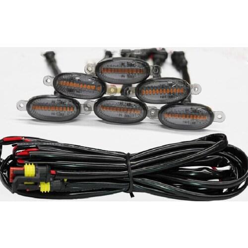 1 Set Yellow Auto car Front Grille Emergency Flash Warning light LED Strobe Light Modified Grille Light for 17-19 Raptor F150