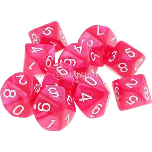 10pcs 10 Sided Dice D10 Polyhedral Dice for Dungeons and Dragons DND RPG MTG Rose