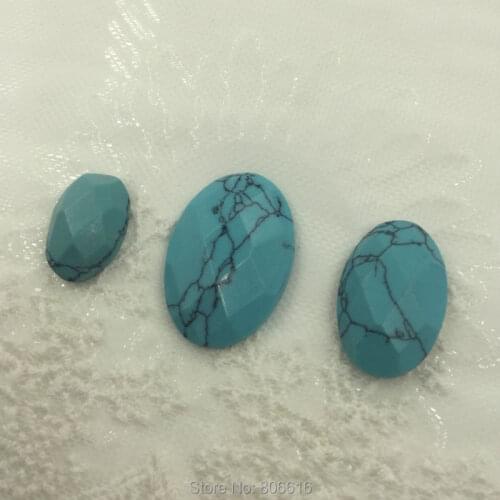 14*22MM 18*28MM 23*34MM Blue Color Oval Cut Face Natural Jewellery Flat Base Bead Semi-precious Stone Jewelry Beads