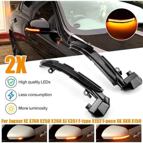 2Pcs Dynamic Turn Signal Light For Jaguar XE XF XJ F-TYPE XK XKR I-PACE X250 X260 LED Side Mirror Sequential Indicator Blinker