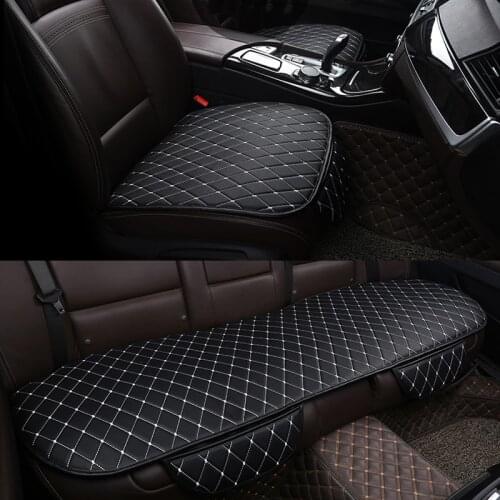 3PCS PU Leather Car Seat Cover Universal Auto Interior Car Front Rear Back Cushion Protector Non-slip Car Pad