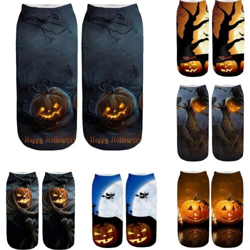 40# Halloween 3d Printing Business Socks Casual Work Medium Warm Socks Sweat-absorbent Keep Warm High Quality Business Socks