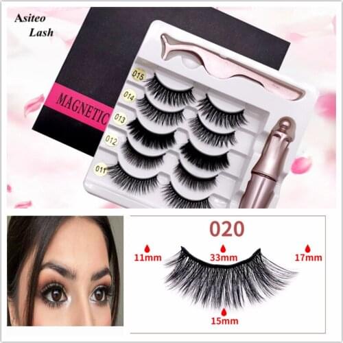 5 pairs 3D Magnetic Eyelashes Magnet Eyeliner Fake lashes Waterproof Liquid Long Lasting Eyelashes Set for Makeup