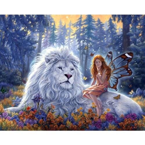 5D DIY Diamond Painting Embroidery Beautiful Lion Drawing Full Diamond Mosaic Cross Stitch Home Decor