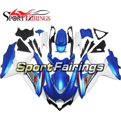 ABS Plastic Injection Complete Fairing Kits For Suzuki GSXR600-750 Year 08 09 10 K8 2008 2009 2010 Fairings Blue Pearl White