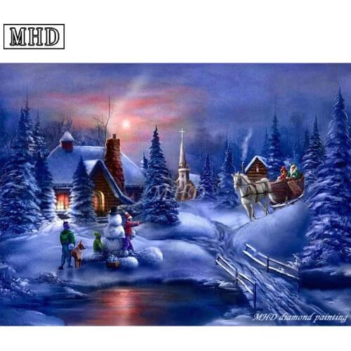 MHD 5d diy diamond painting snow landscape picture full square 3D diamond cross stitch crystal mosaic home decoration kit SC43