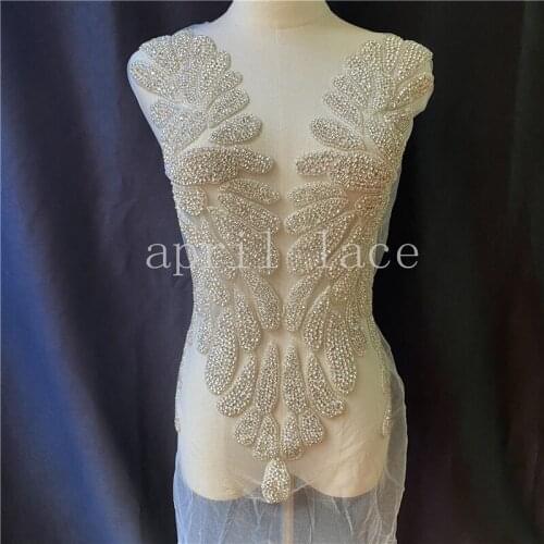 April 2021 stock Mia066 # Silver Hand Made Stone Beads Luxury Front Cutting Accessory For Wedding Bridal /Fashion Designer