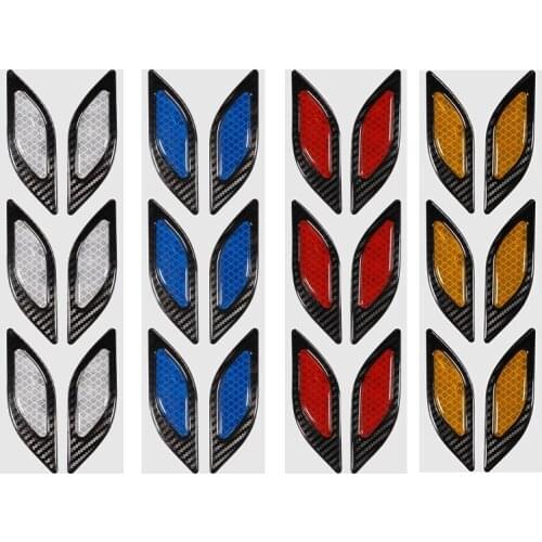 6Pcs/Set Carbon fiber Car Sticker Truck Auto Motor Car Reflective Strips Anti-Scratch Safety Warning Sticker Car Accessories