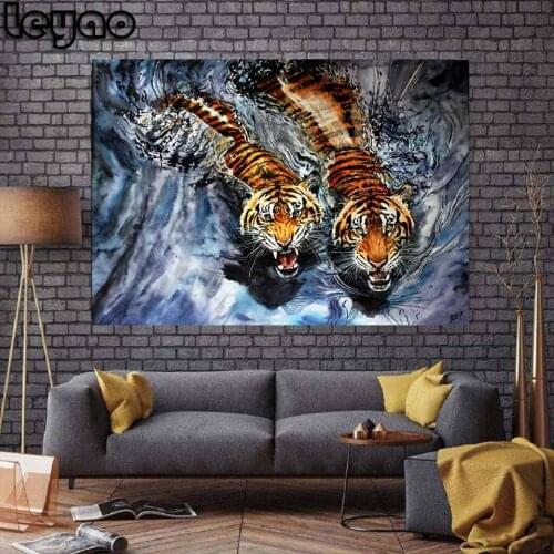 Large Tiger Paintings Animals Canvas Wall Art Posters Decorative Water Color Prints Posters Best Gifts Living Room Home Decor
