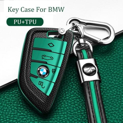 Key case cover for BMW X1 X3 X5 X6 Series 1 2 5 7 F15 F16 E53 E70 E39 F10 F30 G30 remote keychain TPU PU FOB bag