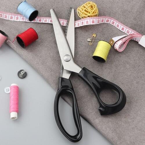 Black Shears Stainless Steel Dressmaking Scissor 5MM Serrated Scalloped Professional Household Sewing Tailor Fabric Scissors G