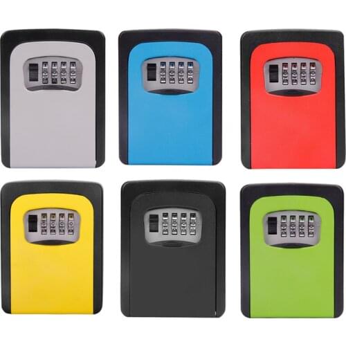 Color Key Safe Steel Storage Box with 4-Digit Password Metal Secret Organizer Home Office Apartment Garden Spare Keys Hidden Box