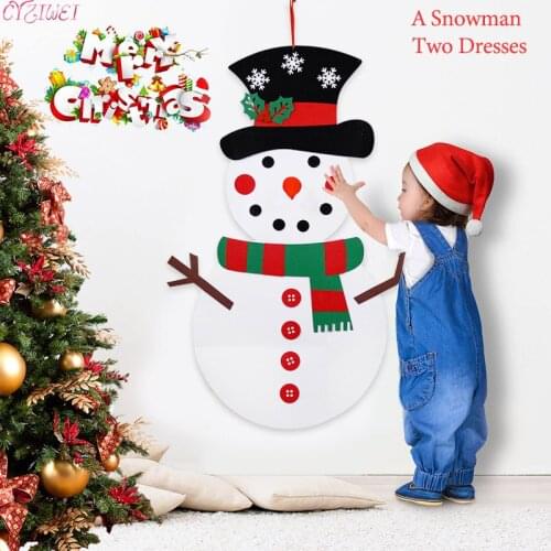 DIY Felt Christmas Gifts Snowman Christmas Sticker Wall Hanging Kids Child Toys Xmas Christmas Decorations For Home New Year