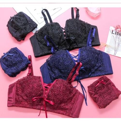 Women Push Up Straps Belt Lace Up Femme Sweet Bra Set Intimates Bra Set Sexy Underwear Lingerie