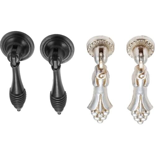 DRELD 2Pcs Antique Cabinet Handles Furniture Drop Pull Handle Knobs Kitchen Drawer Cupboard Chinese Ring Pull Handles Knobs