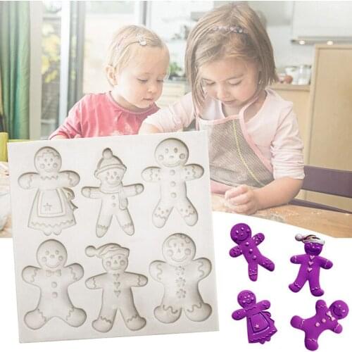 Cake Mould 2020 Christmas Gingerbread Man Series Silicone Mold Fondant Cake Mold Chocolate Candy Clay Mold Kitchen Tools