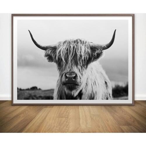 Nordic Scotland Highland Cow Posters and Prints Cattle Canvas Paintings Wall Picture Wall Art for Living Room Home Decor Yak Art