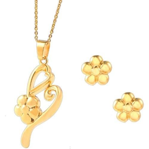 Rose Flower Necklace Pendant Earrings Jewlery Sets for Women Gift Fahion Nice BT118