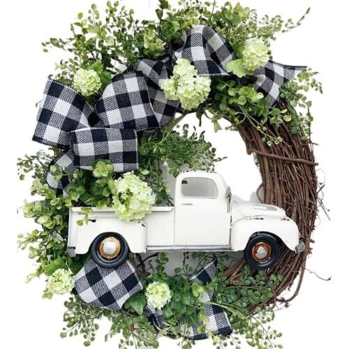 Creative Christmas Door Wreath Christmas Truck Wreath Decoration Artificial Garland Wreaths for Car Home Window Wall Decoration